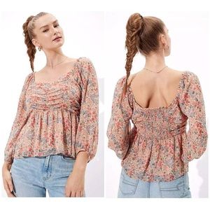 AE Pink Floral Blouse
